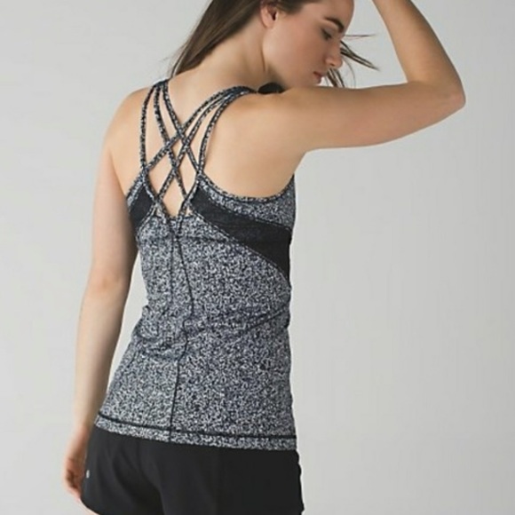 Lululemon Strap It Like It's Hot Tank -  Luon Suited Jacquard Black White - Picture 1 of 6